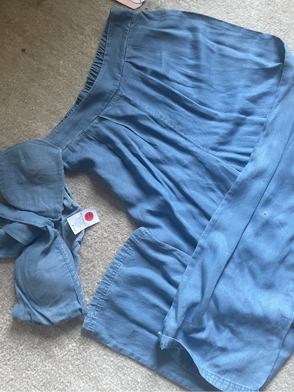 Blue Off-Shoulder Wide-Leg Jumpsuit
